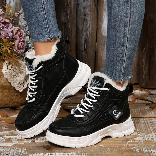 High-Top Platform Chunky Sneaker Boots with Lace-Up Shop One Place