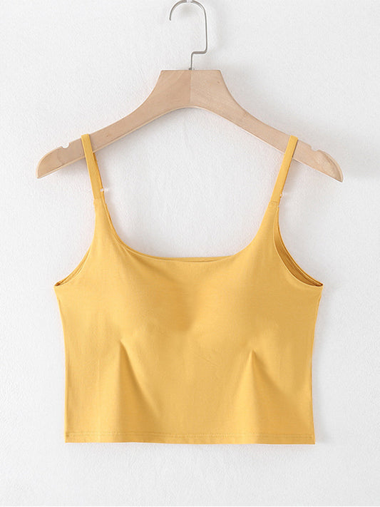 Scoop Neck Cropped Cami with Chest Pads Shop One Place