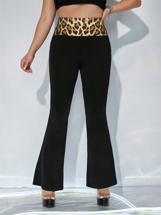 Leopard High Waist Flare Pants Shop One Place