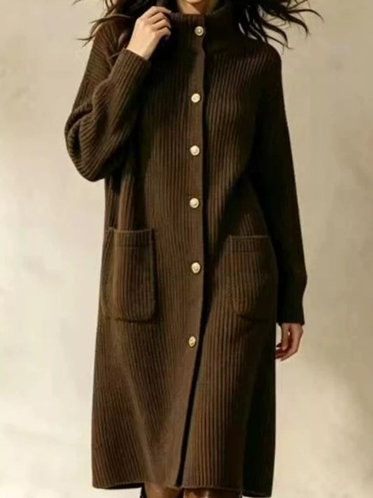 Women's Ribbed Turtleneck Longline Cardigan – view 2