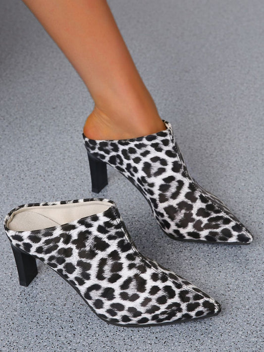 PU Leather Leopard Point Toe Pumps Shop One Place