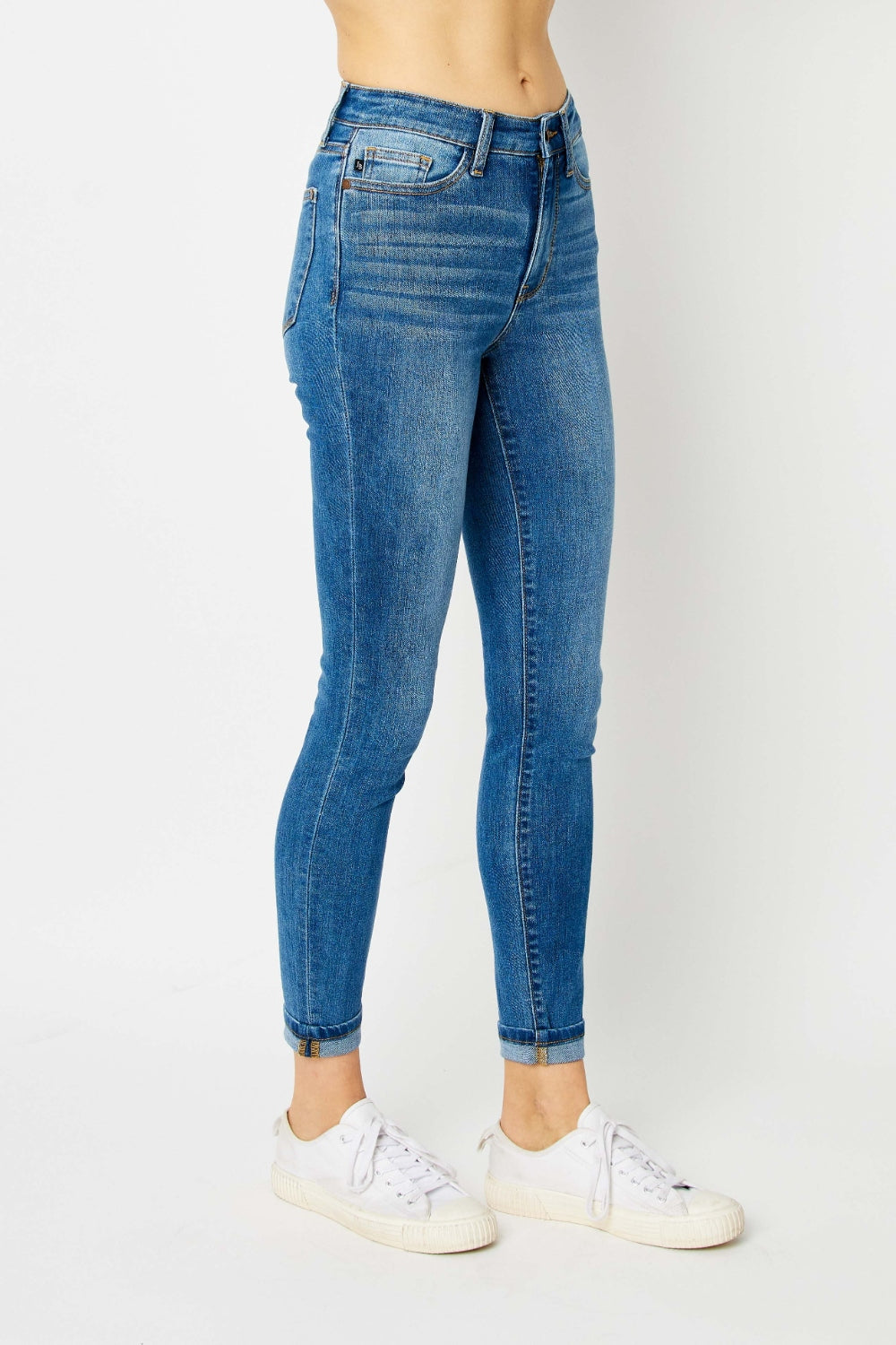 Judy Blue Full Size Cuffed Hem Low Waist Skinny Jeans Shop One Place