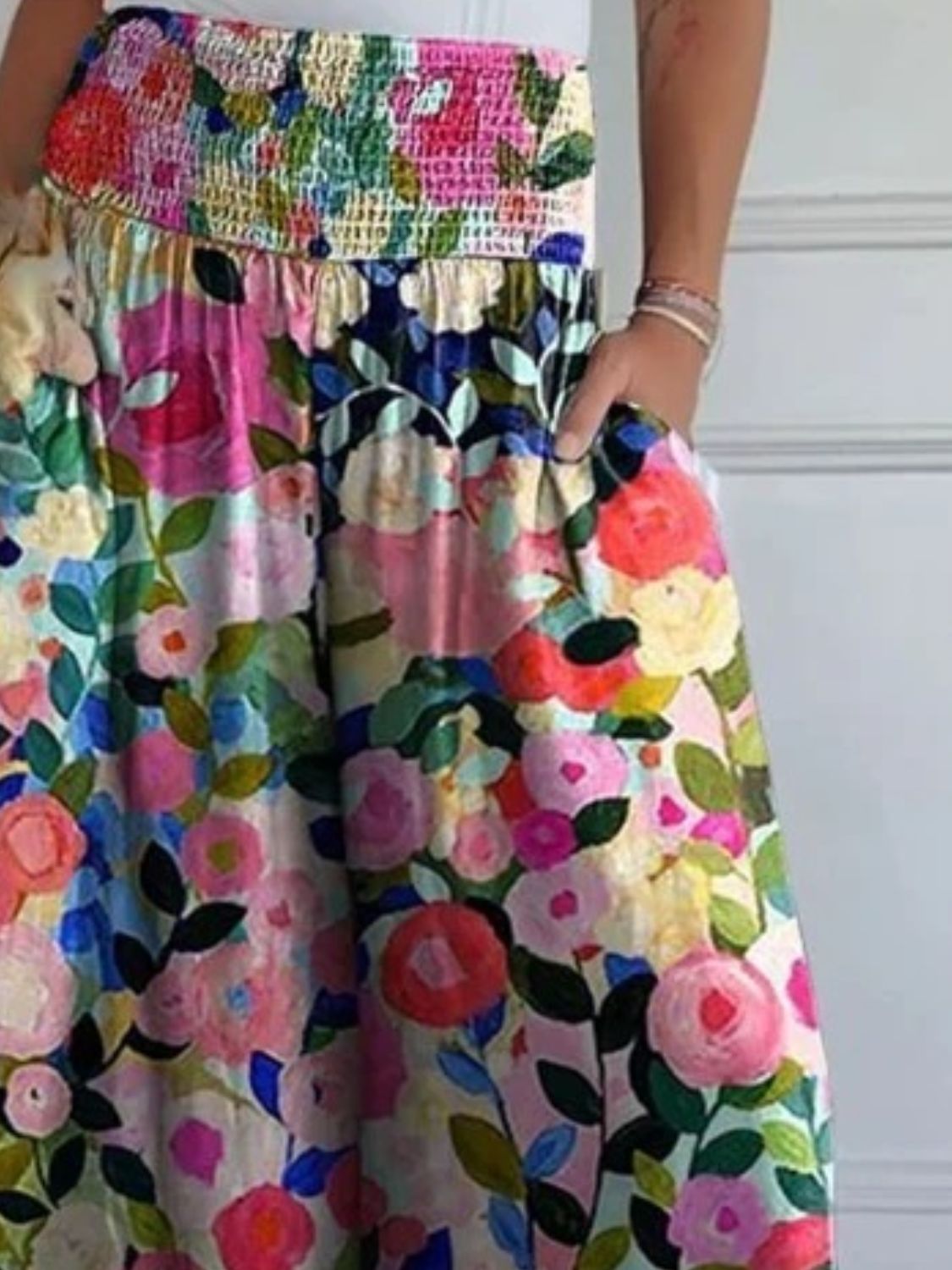 Full Size Smocked Wide Leg Pants with Pockets Shop One Place