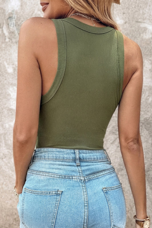 Four Leaf Clover Slim Ribbed Padded Tank Top Shop One Place