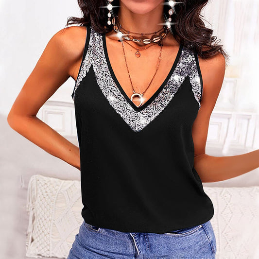 Full Size V-Neck Wide Strap Tank Shop One Place