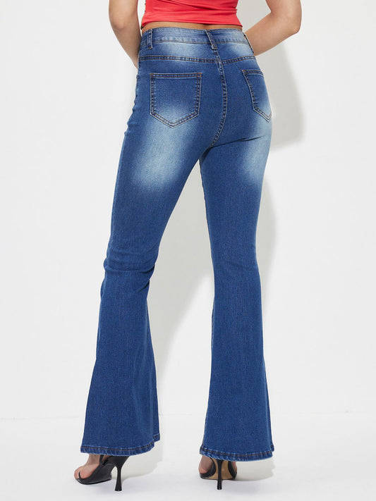Mid-Rise Waist Bootcut Jeans Shop One Place