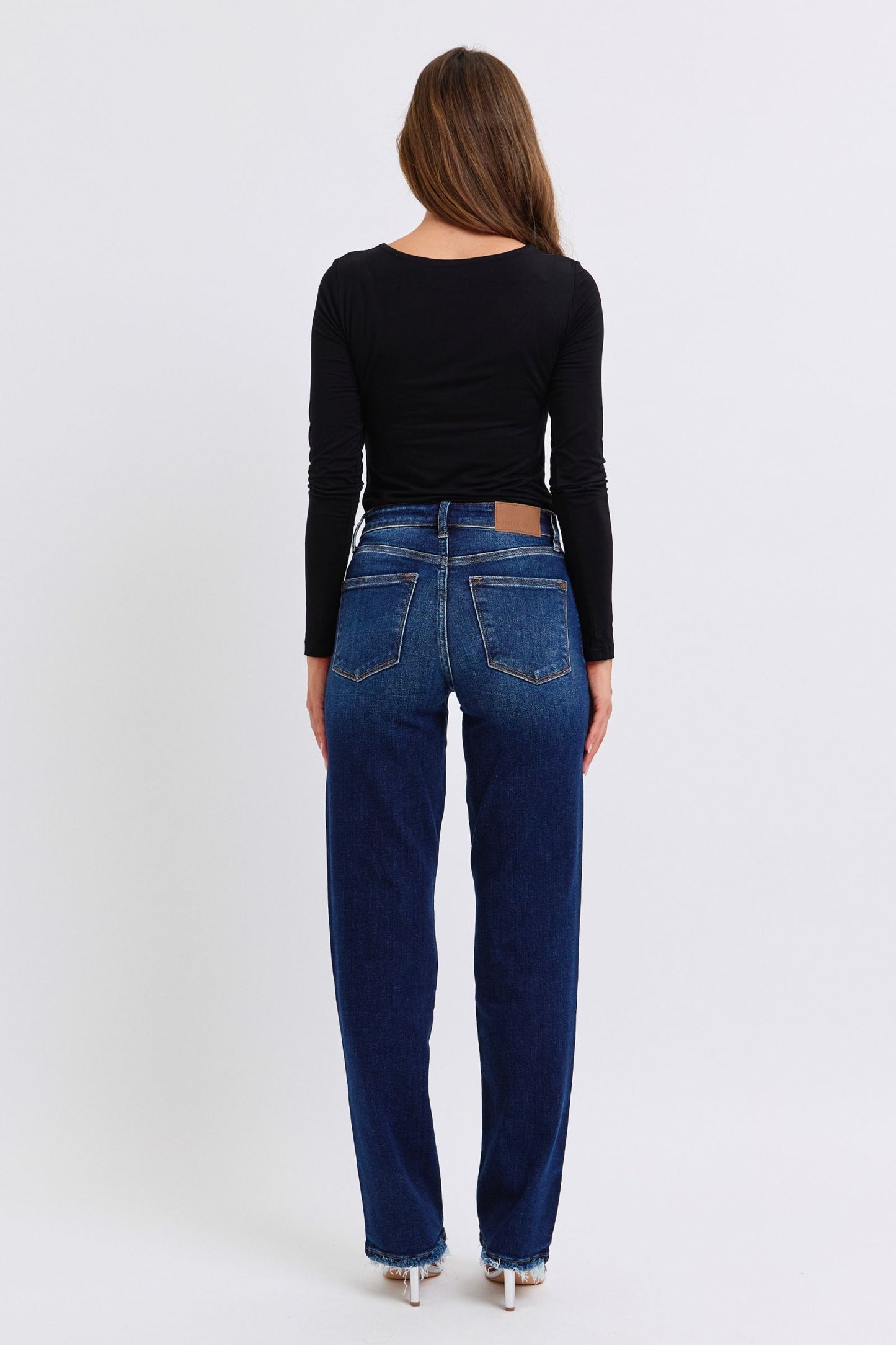 Judy Blue Full Size Raw Hem Straight Leg Jeans Shop One Place