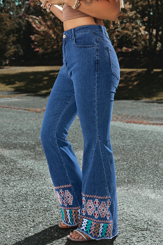 Embroidered Bootcut Jeans Shop One Place