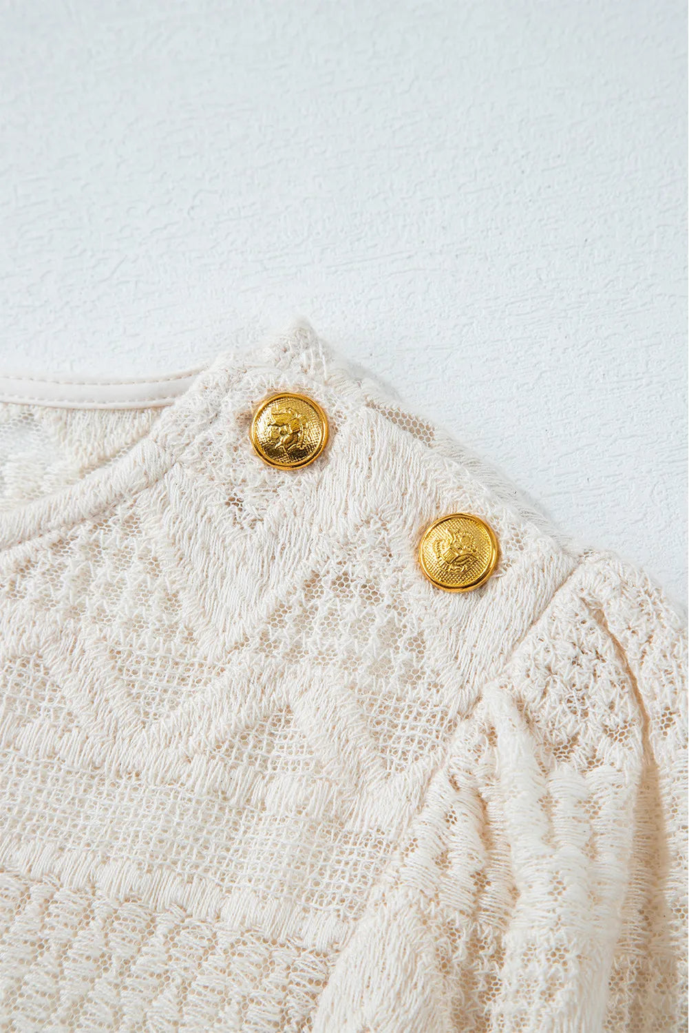 Lace Round Neck Long Sleeve Blouse Shop One Place