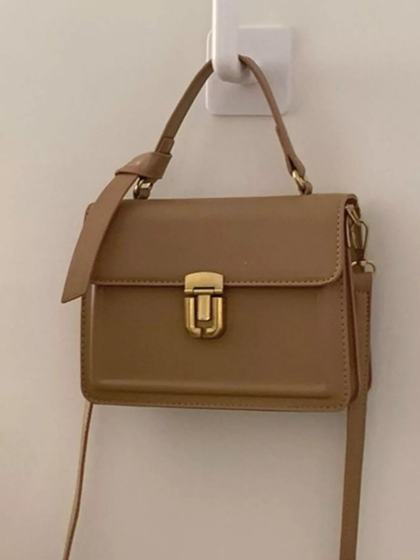 Leather Crossbody Bag with Golden Clasp Shop One Place