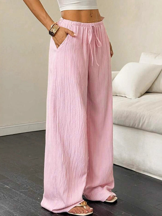 Tied Wide Leg Pants Shop One Place
