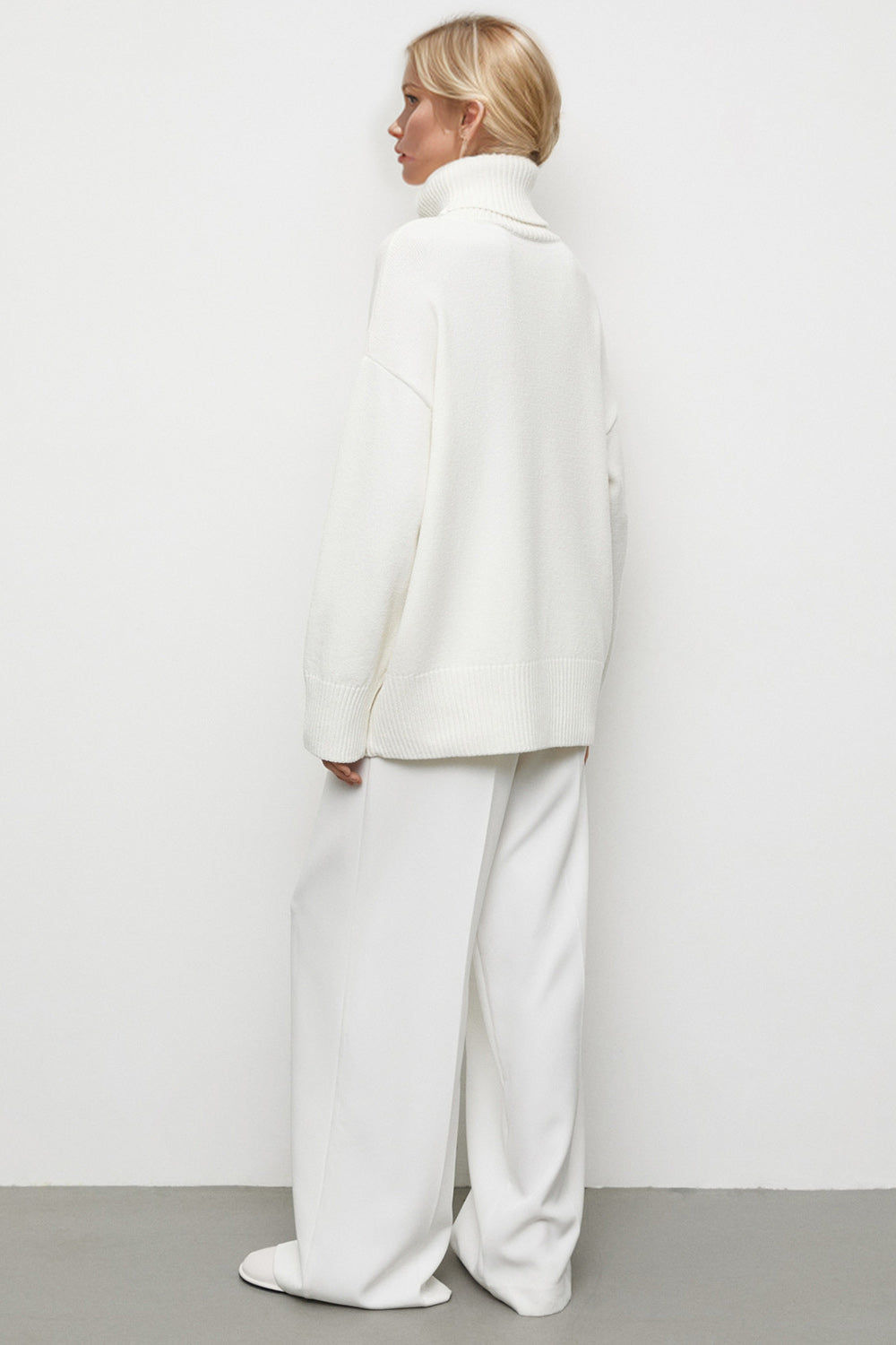 Basic Bae Turtleneck Dropped Shoulder Long Sleeve Sweater Shop One Place