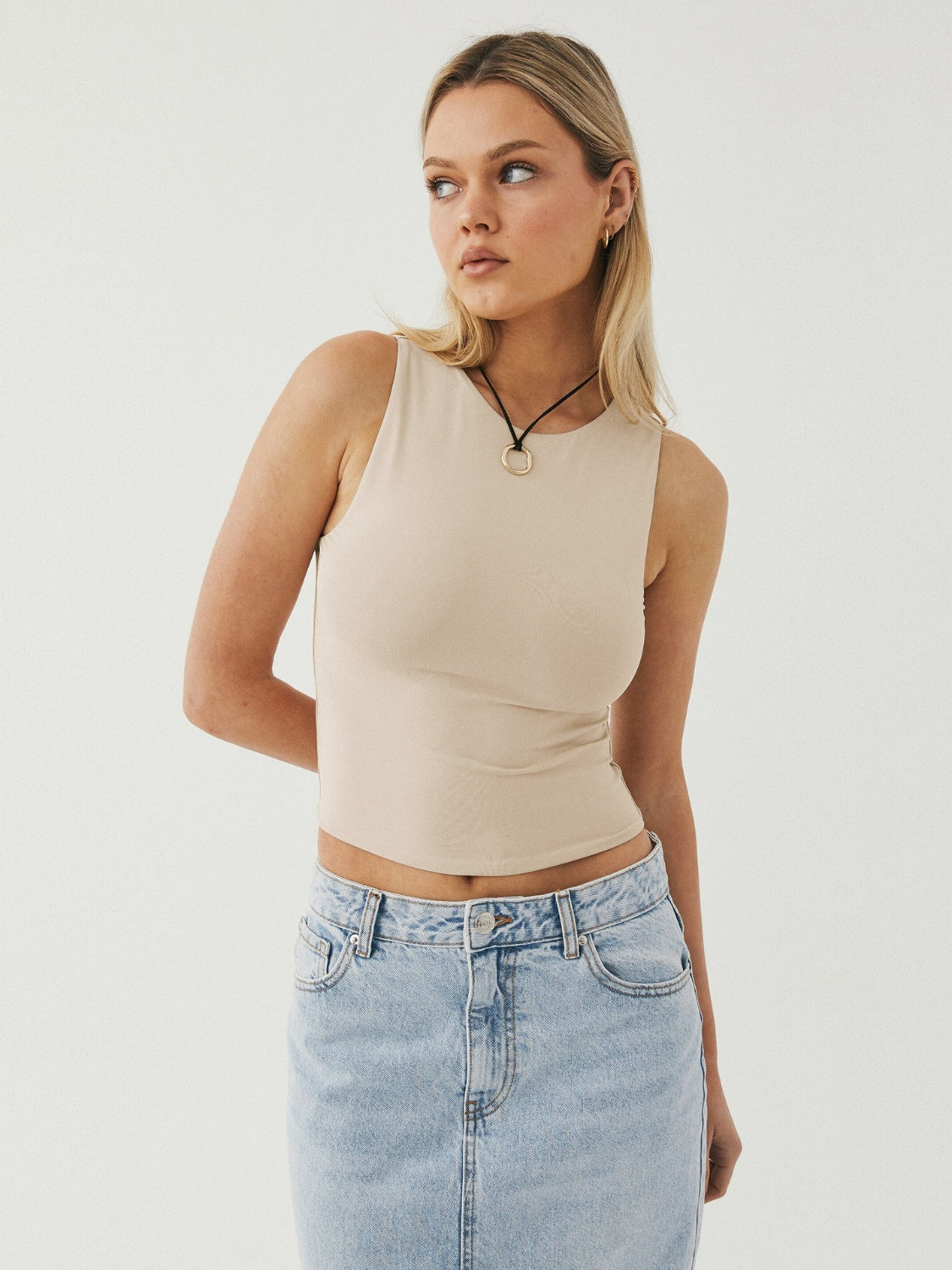 Round Neck Cropped Tank Shop One Place