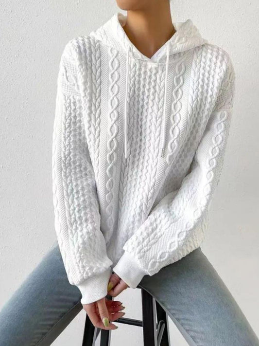 Drawstring Drop Shoulder Long Sleeve Hoodie Shop One Place