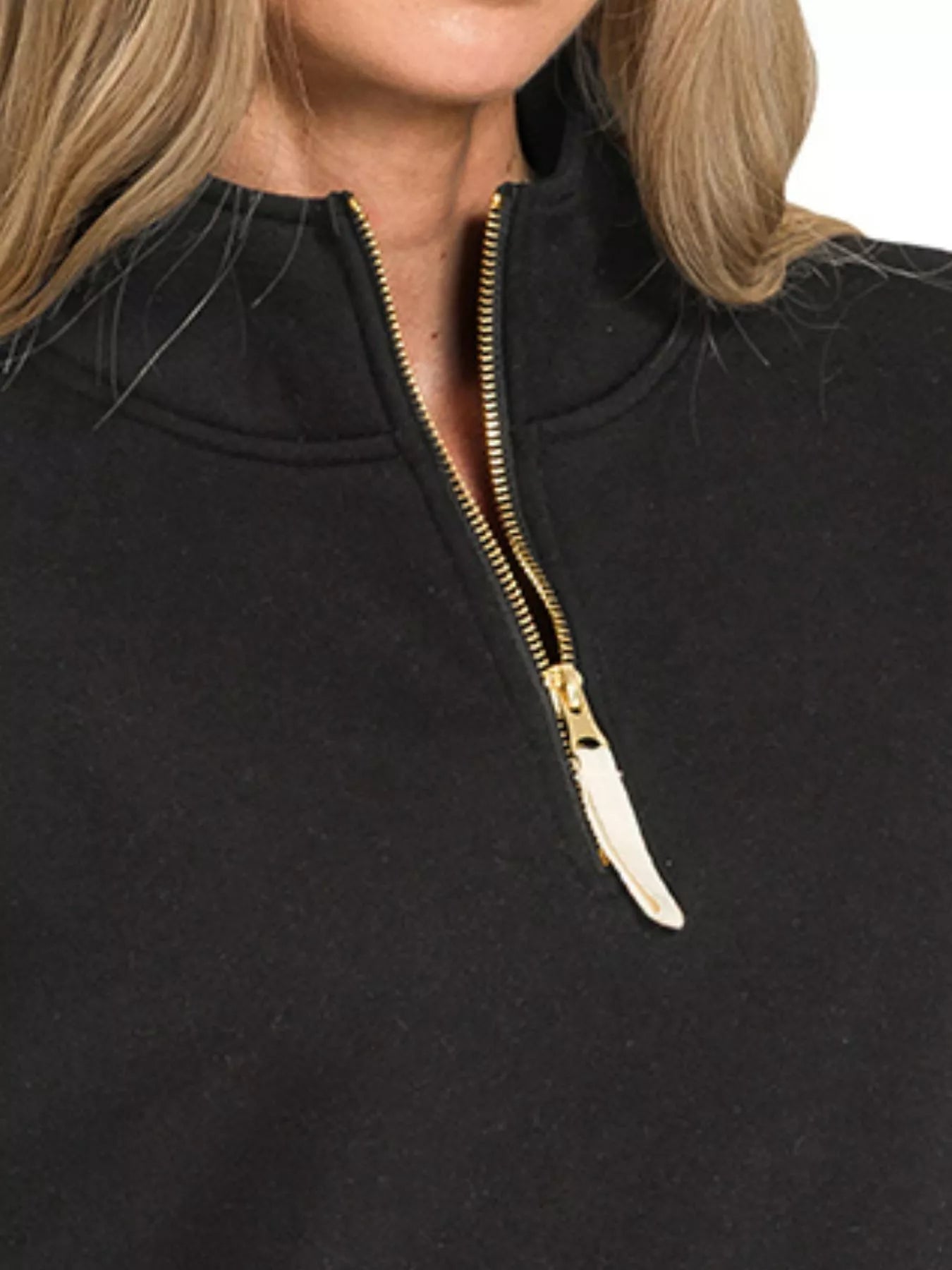 Zenana Fleece Half Zip Sweatshirt Shop One Place