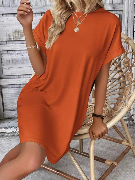 Short Sleeve Mini Tee Dress with Pockets Shop One Place