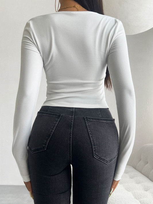 Devine Tied Long Sleeve T-Shirt Shop One Place