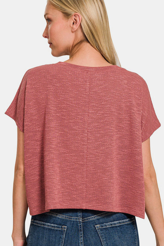 Zenana V-Neck Short Sleeve Crop T-Shirt Shop One Place