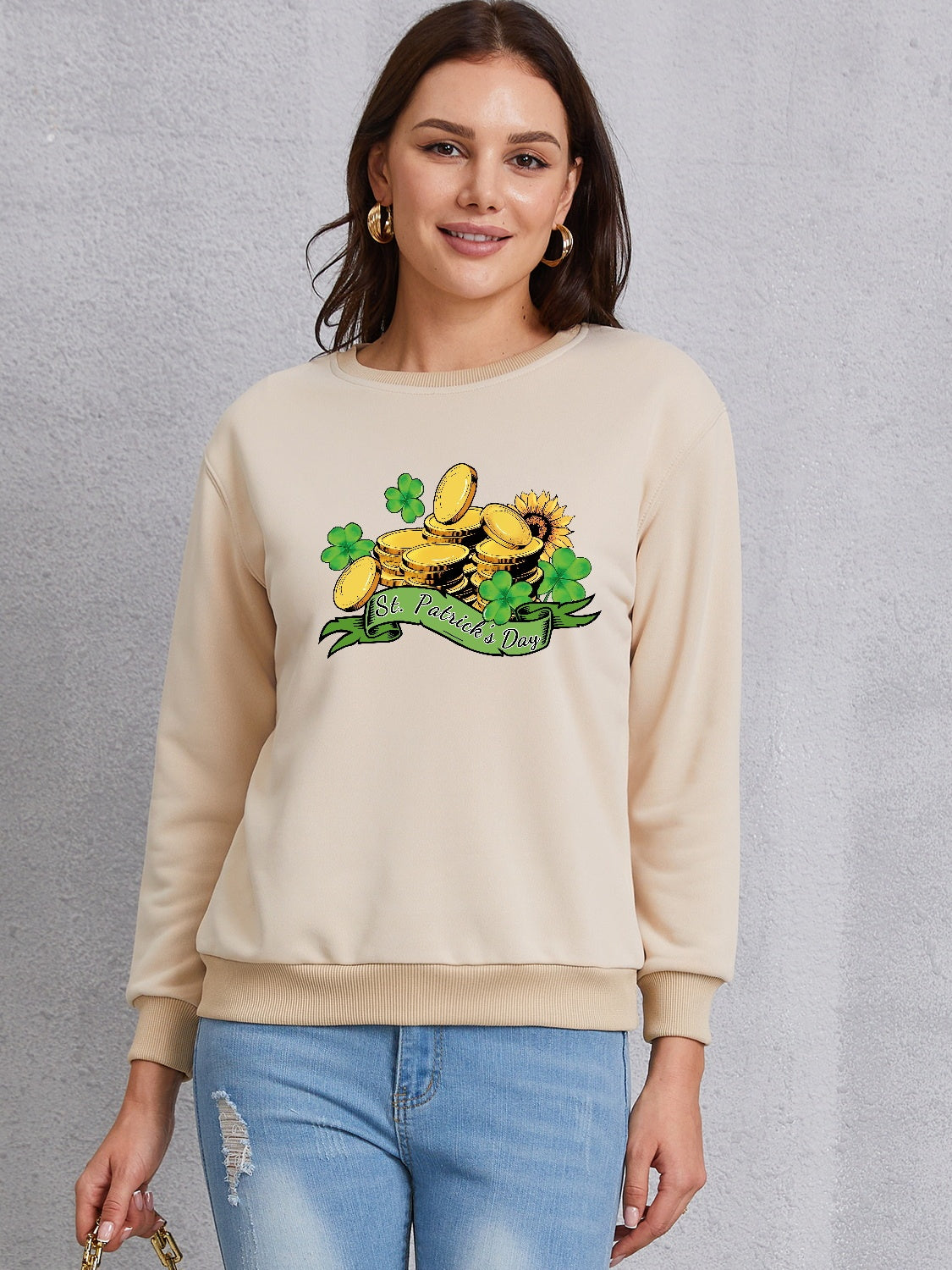 ST. PATRICK'S DAY Graphic Round Neck Sweatshirt Shop One Place