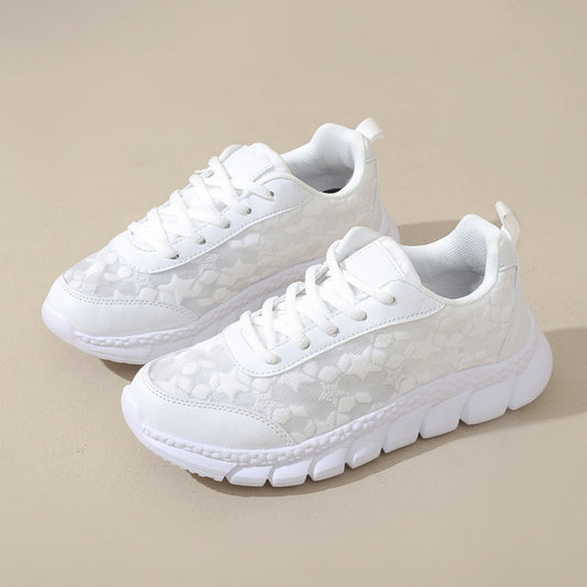 Lace Up Round Toe Star Mesh Athletic Shop One Place