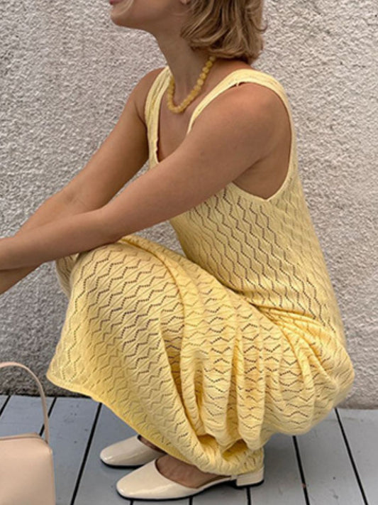 Openwork Sleeveless Maxi Dress Shop One Place