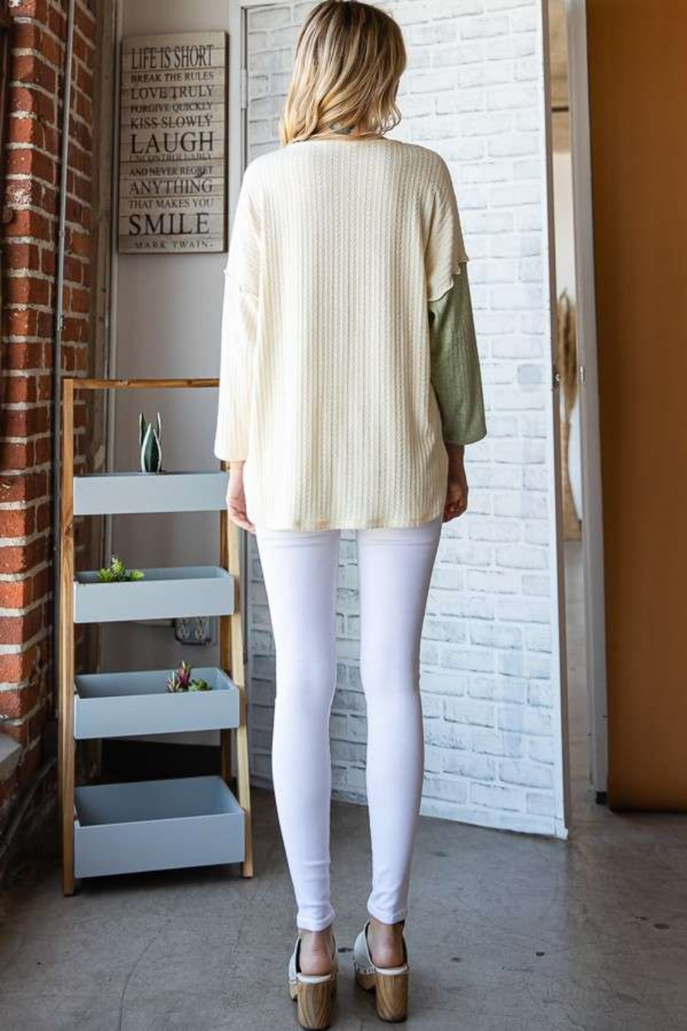 Culture Code Color Block Round Neck Dropped Shoulder Blouse Shop One Place