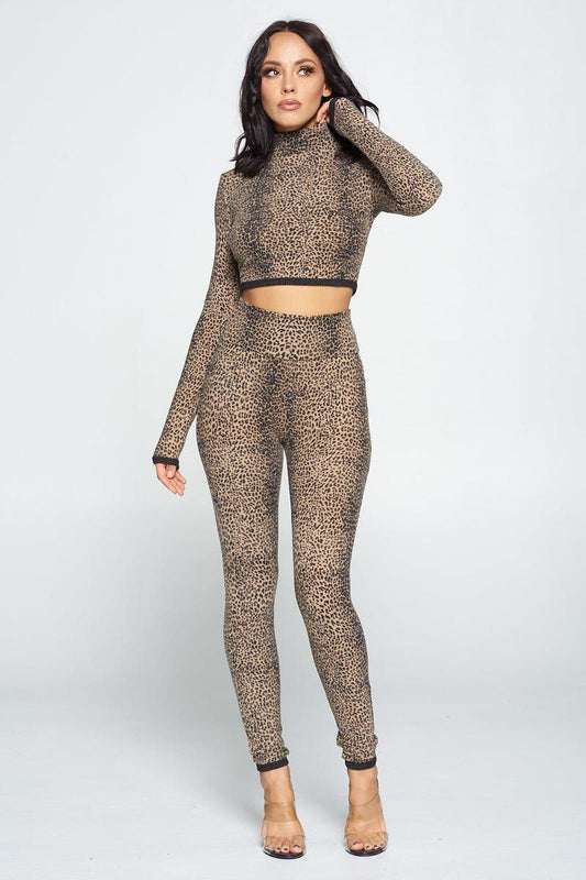 Animal Print Long Sleeve Two Piece Set Shop One Place