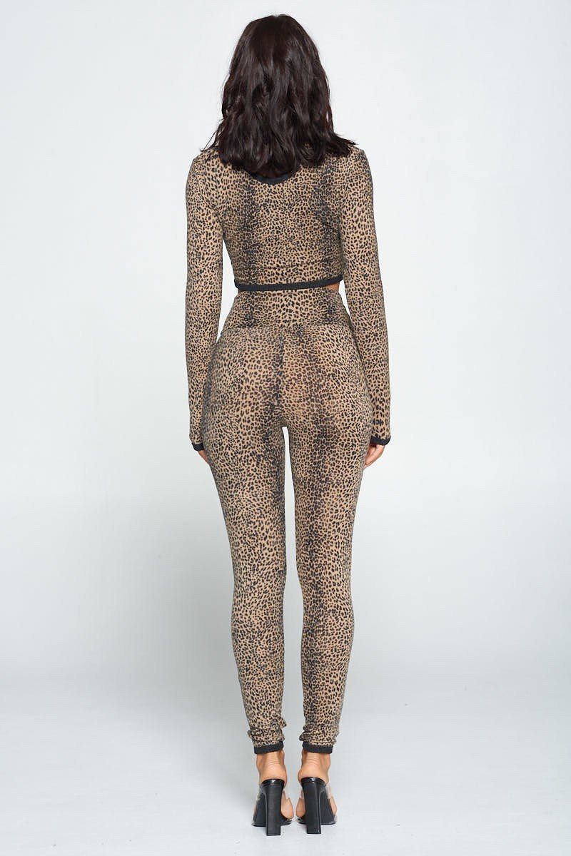 Animal Print Long Sleeve Two Piece Set Shop One Place