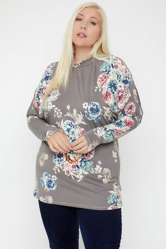 Flattering Cutout Details Floral Print Top Shop One Place