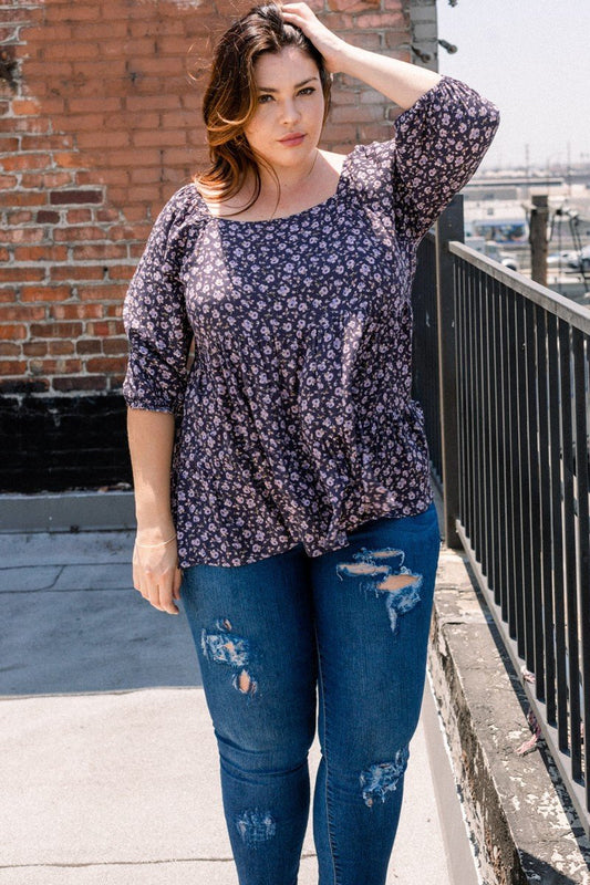 Tiny Floral Printed Square Neckline Top Shop One Place