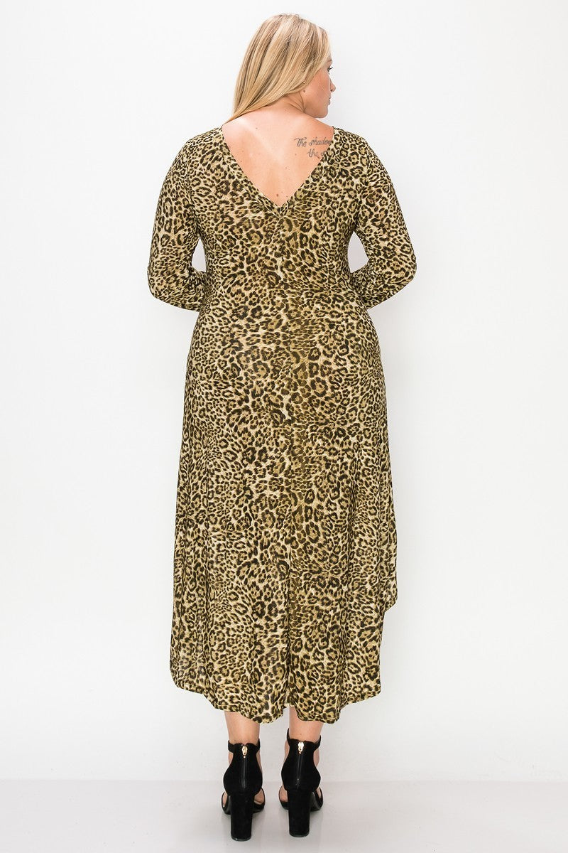 Cheetah Print Dress Featuring A Round Neck Shop One Place