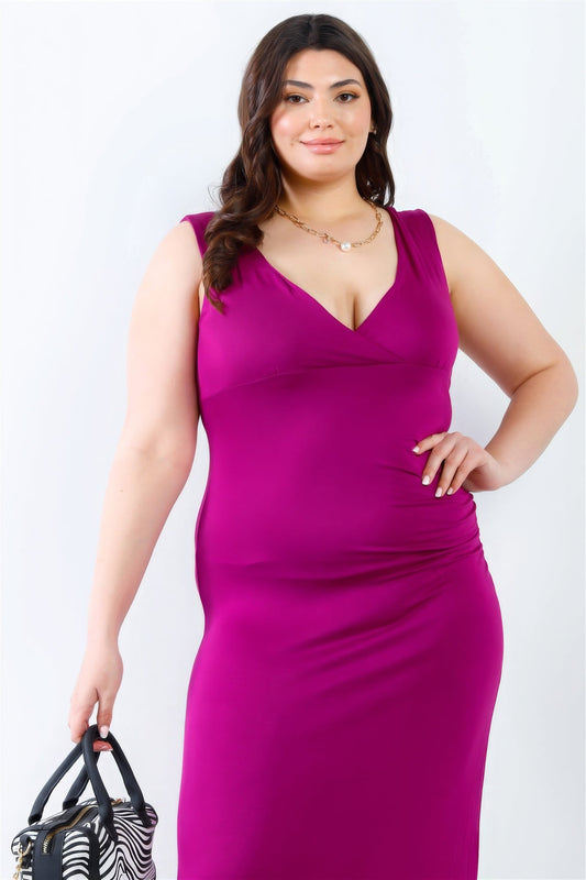 Plus V-neck Sleeveless Maxi Dress Shop One Place