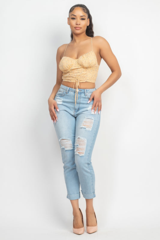 Floral Ditsy Front Tie Top Shop One Place