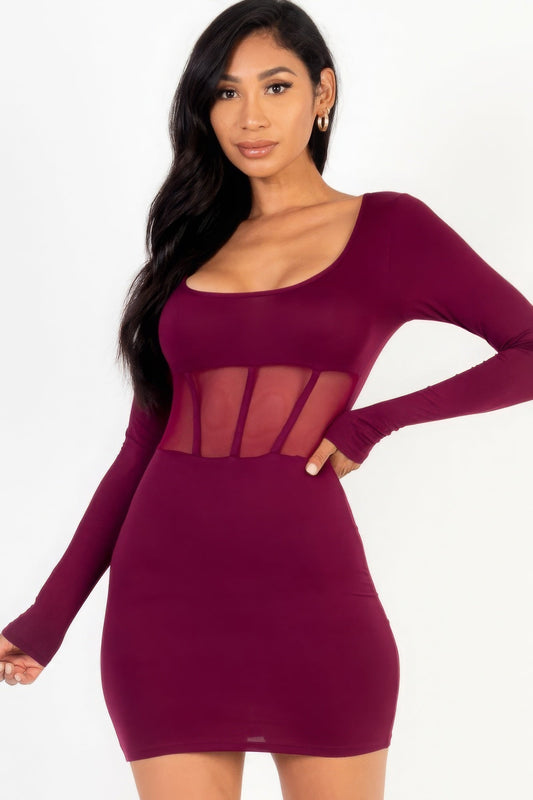 Square neck mesh corset mini dress Shop One Place