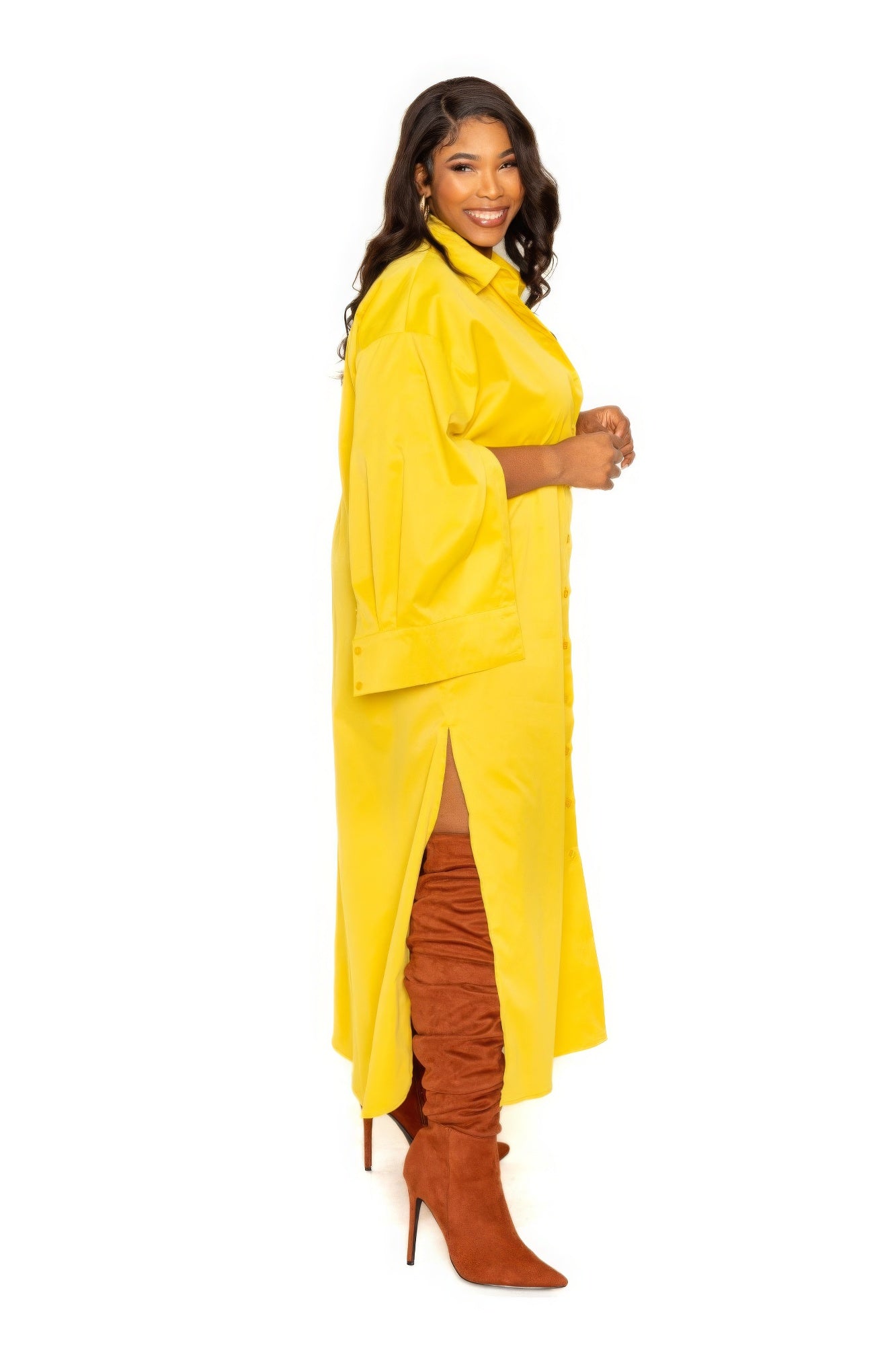 Cape Sleeve Shirt Dress Shop One Place