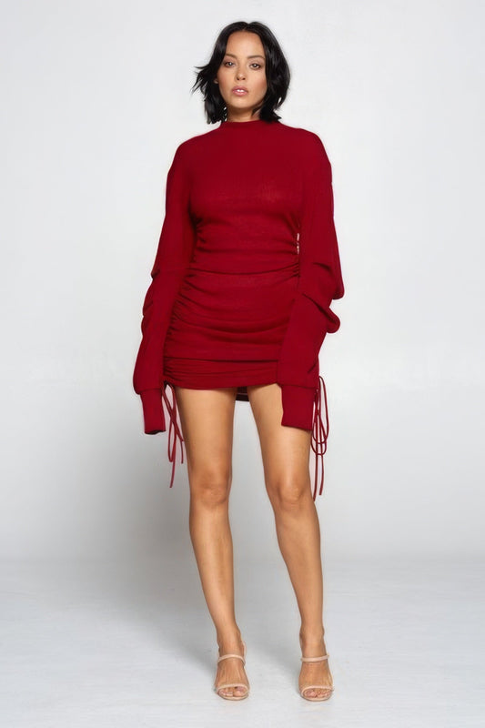 Solid Color Mock Neck Mini Bodycon Dress Shop One Place