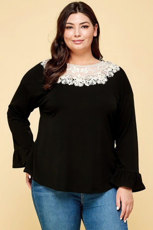 Plus Size Solid Long Sleeve Top Shop One Place