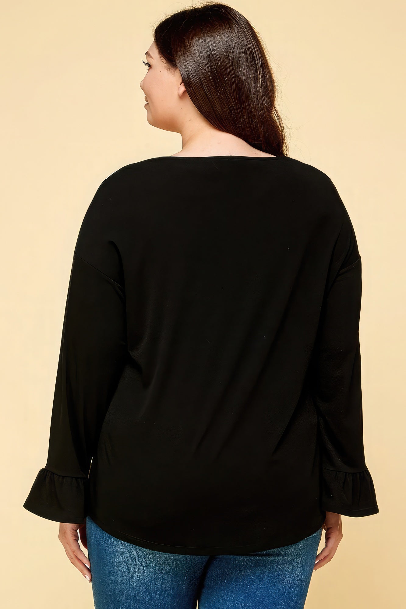 Plus Size Solid Long Sleeve Top Shop One Place