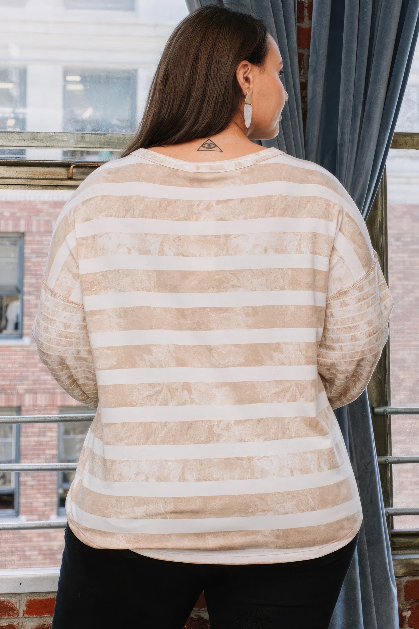 Stripe Printed French Terry Top Shop One Place