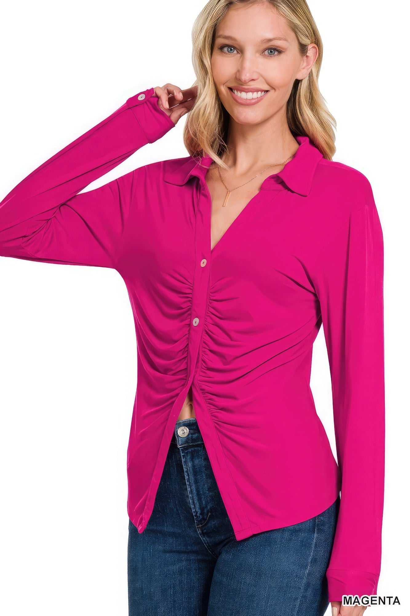 Stretchy Ruched Shirt Shop One Place
