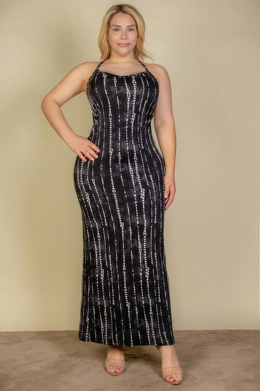 Plus Size Tie Dye Printed Cami Bodycon Maxi Dress Shop One Place