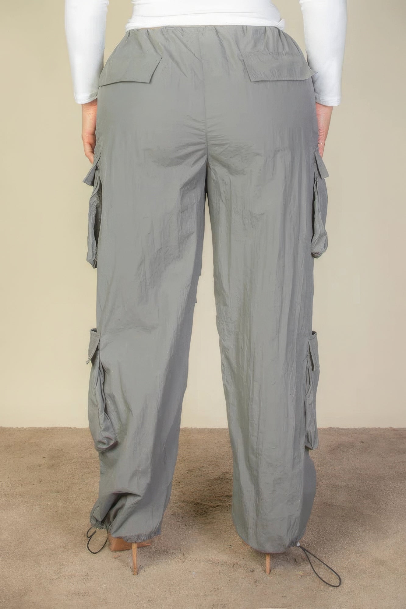 Plus Size Flap Pockets Drawstring Ruched Parachute Pants Shop One Place