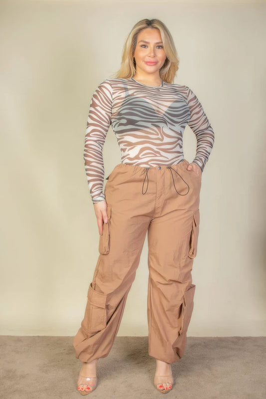 Plus Size Flap Pockets Drawstring Ruched Parachute Pants Shop One Place