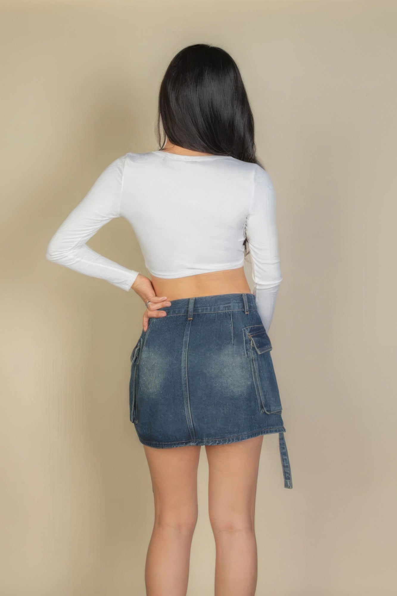 Solid Rib Knit Square Neck Long Sleeve Top Shop One Place