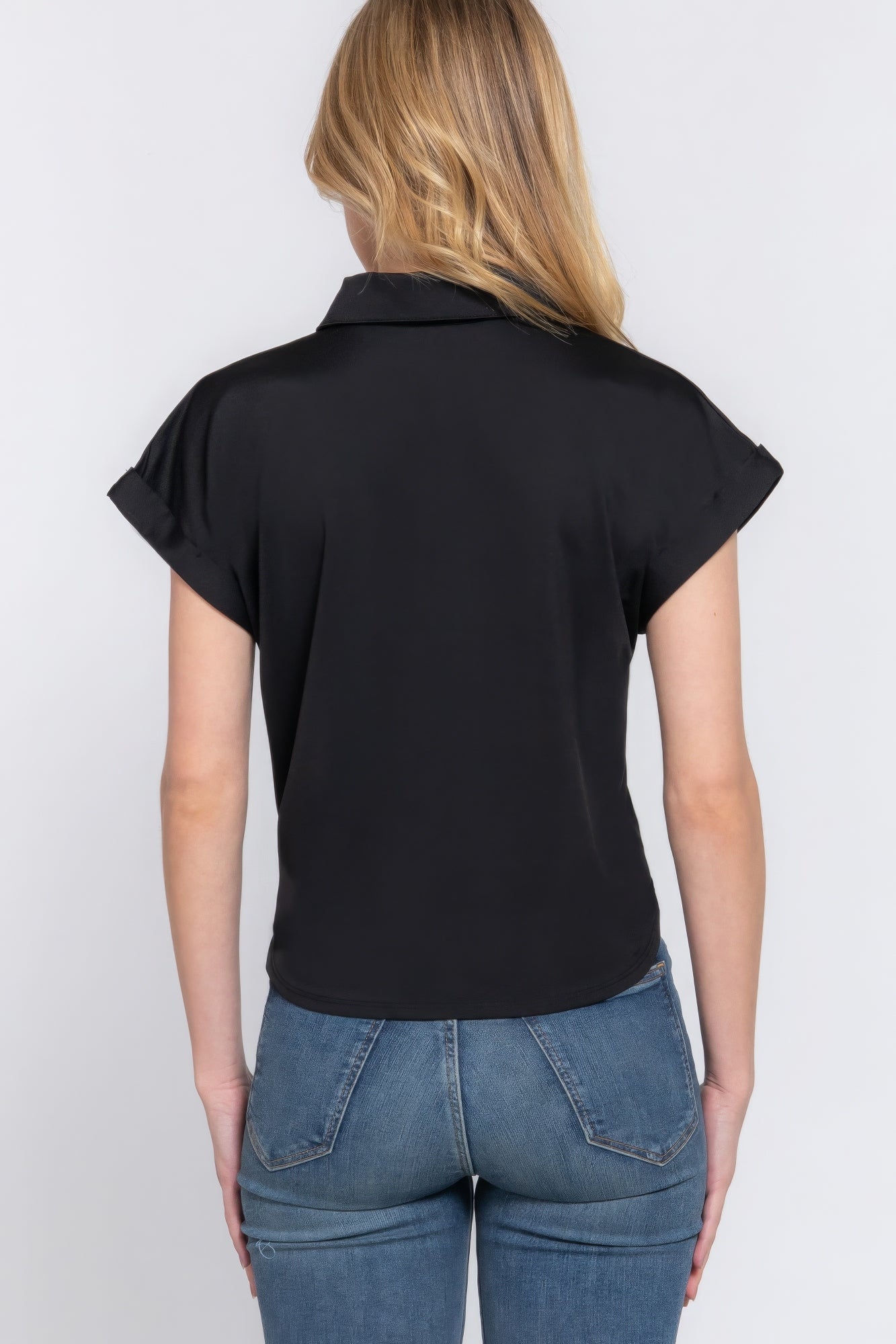 Short Slv Front Tie Stretch Ity Top Shop One Place