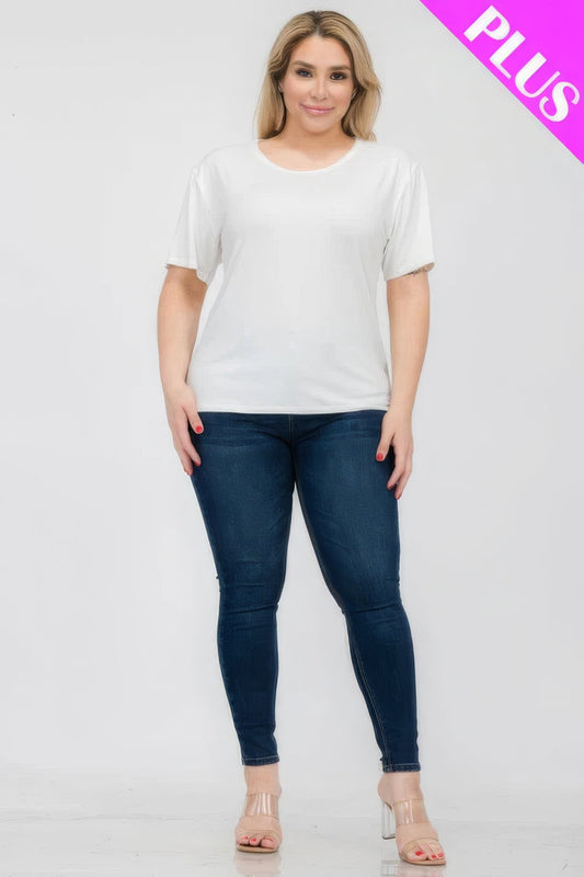 Plus Size Basic Short Sleeve T-shirt Shop One Place