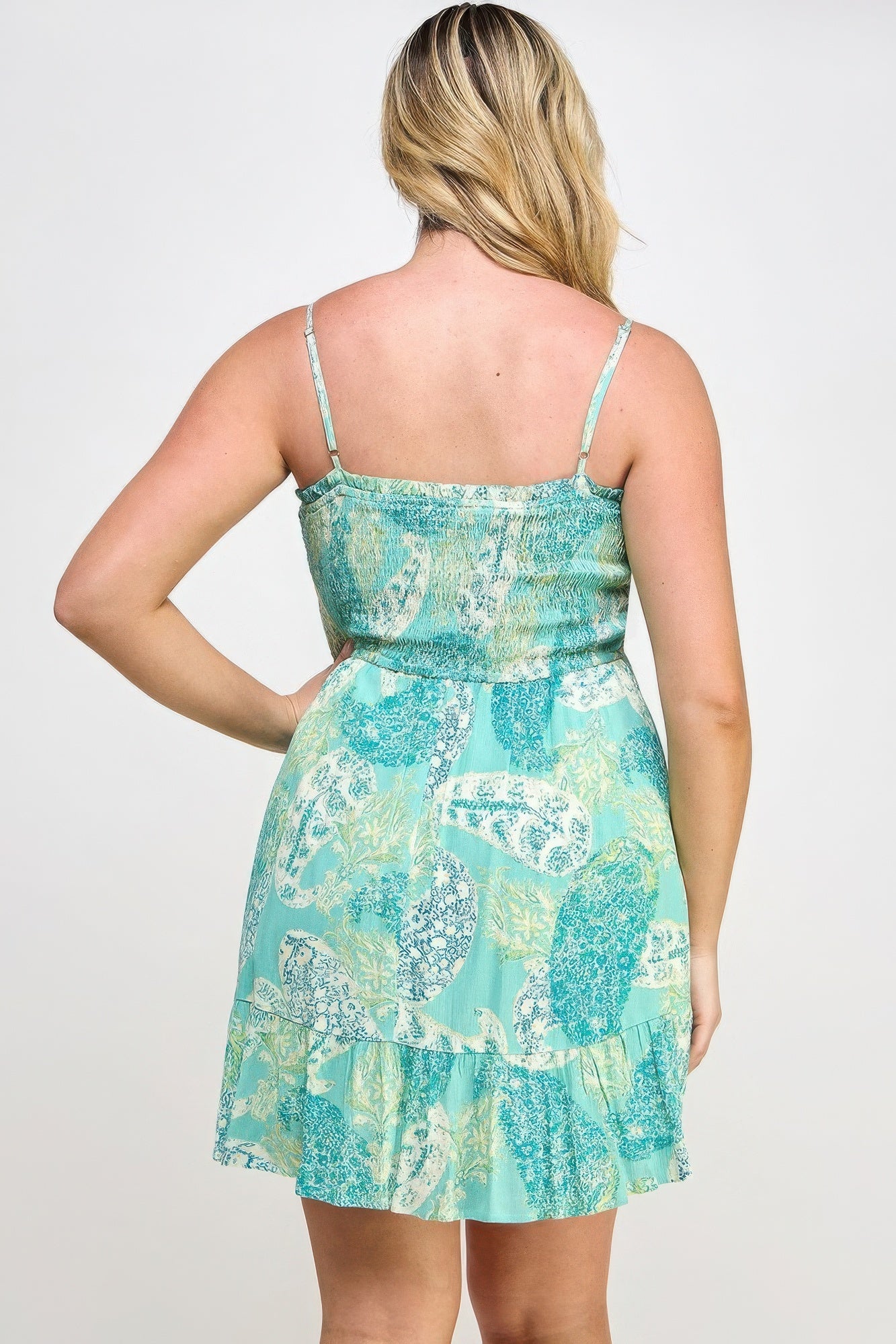 Plus Paisley Smocked Ruffle Mini Dress Shop One Place