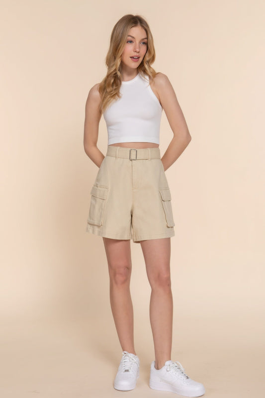 Belted Cargo Shorts Shop One Place