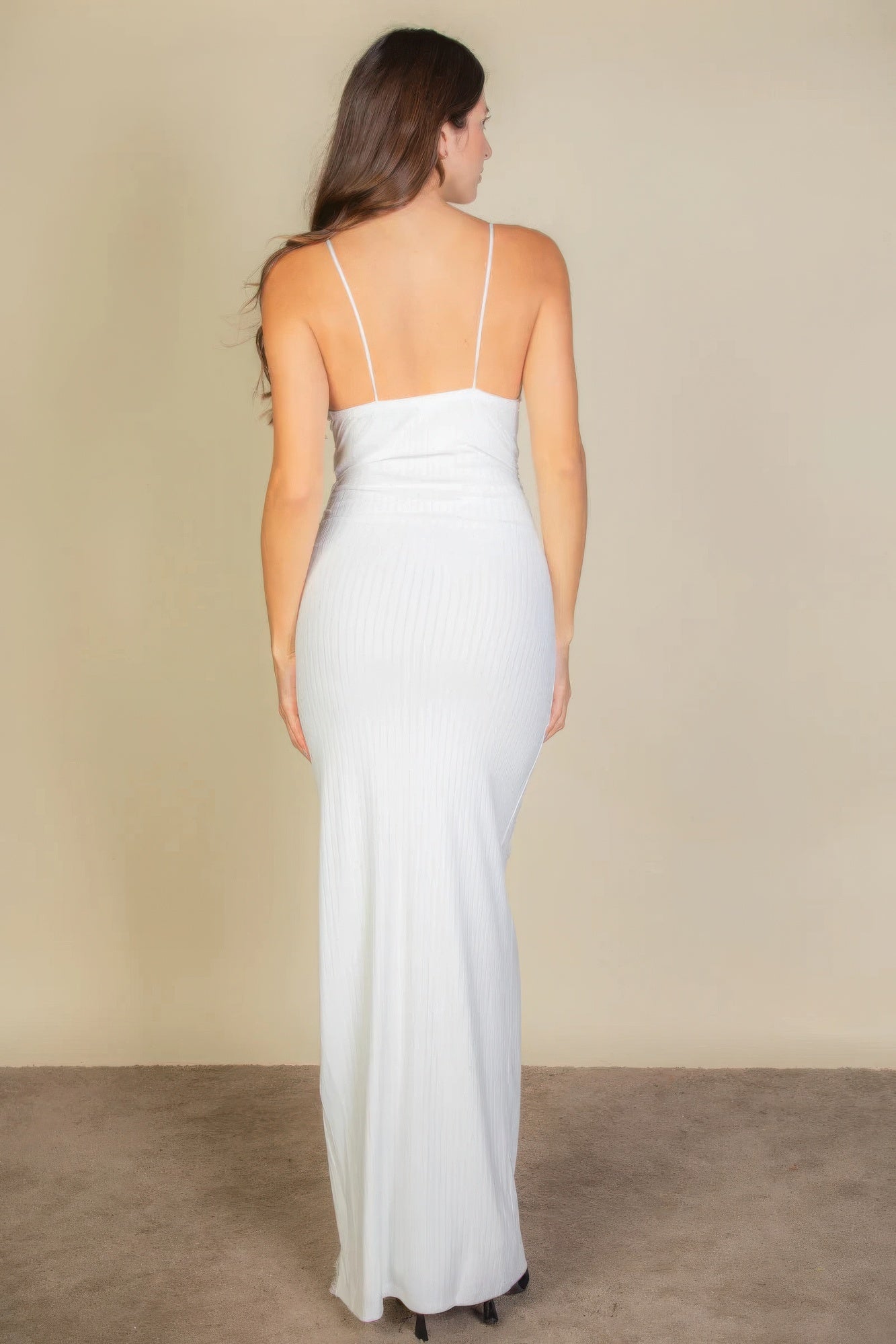 Eyelash Lace Trim Split Thigh Cami Dress Shop One Place