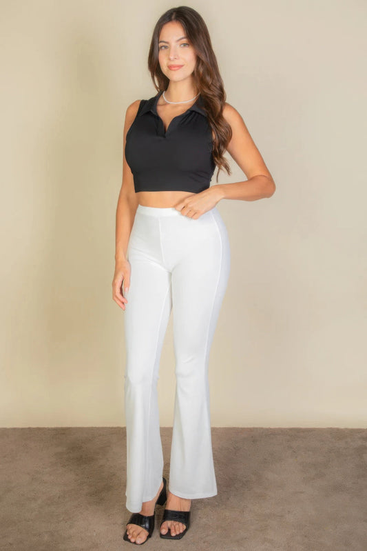 Solid Ribbed Polo Neck Tank Top Shop One Place